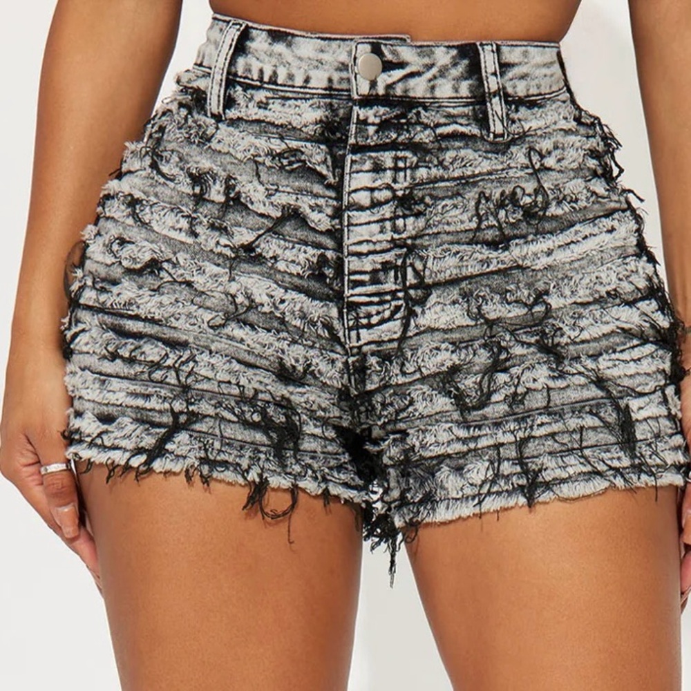 Fashion Nova Onto the Next Shredded Stretch Denim Shorts